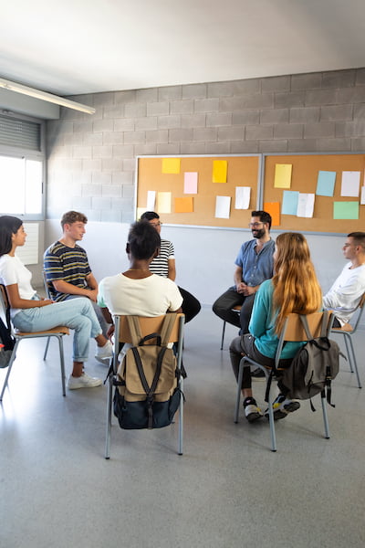High school students in a group discussion